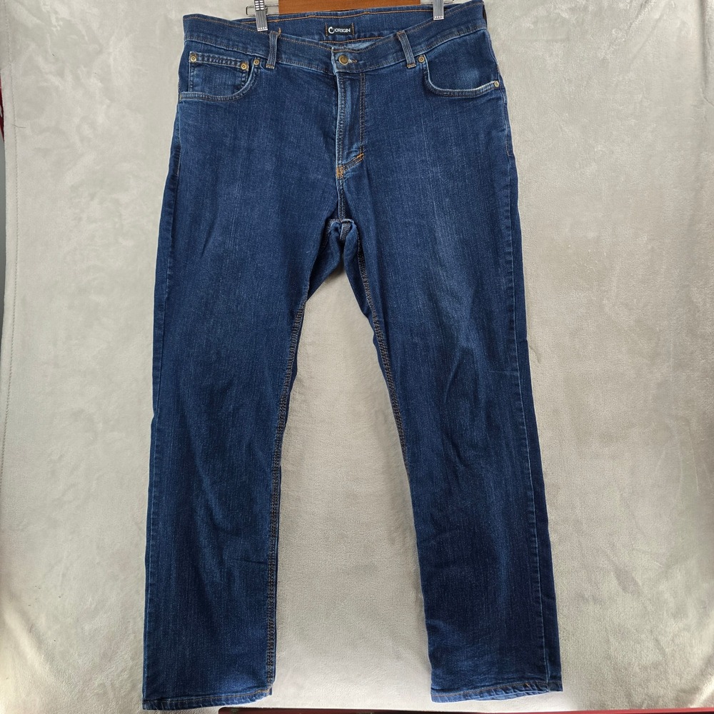 Origin D68 Jeans Men 36x32 Blue Relaxed Fit Made in USA Dark Wash Denim Stretch